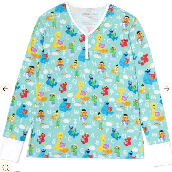 Little Sleepies Spelling W/Sesame Street Women Bamboo Viscose Pajama Top L New‎ - Picture 1 of 3